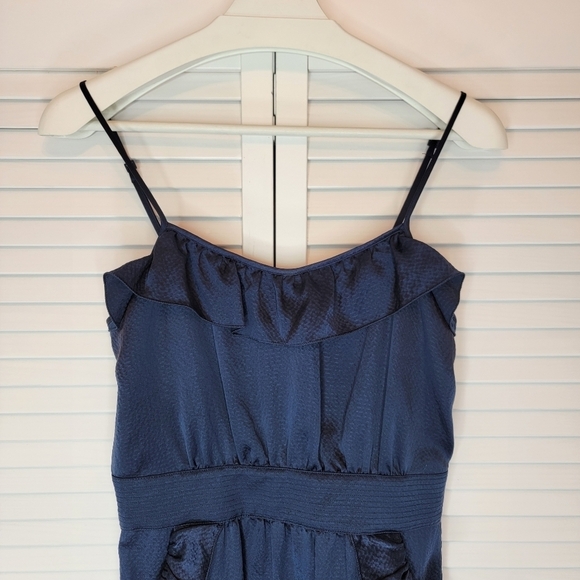 MARC BY MARC JACOBS Pollyanna Silk Dress Navy Blue Sz 4 Ruffle‎ A Line Y2K Party - Picture 9 of 16